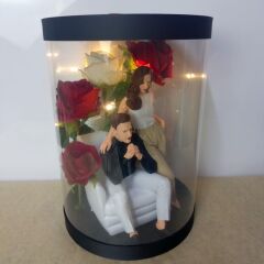 Daima Yanındayım-Biblolu Işıklı Kutu Güller 25cm