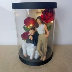 Daima Yanındayım-Biblolu Işıklı Kutu Güller 25cm