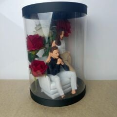 Daima Yanındayım-Biblolu Işıklı Kutu Güller 25cm