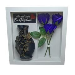 Anneler Günü Hediyesi Güllü Vazo Seti-Beyaz