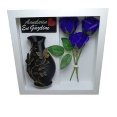 Anneler Günü Hediyesi Güllü Vazo Seti-Beyaz