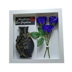 Anneler Günü Hediyesi Güllü Vazo Seti-Beyaz