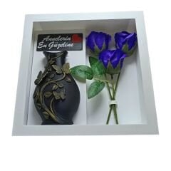 Anneler Günü Hediyesi Güllü Vazo Seti-Beyaz