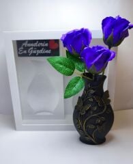 Anneler Günü Hediyesi Güllü Vazo Seti-Beyaz