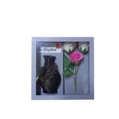 Anneler Günü Hediyesi Güllü Vazo Seti-Gri