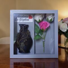 Anneler Günü Hediyesi Güllü Vazo Seti-Gri