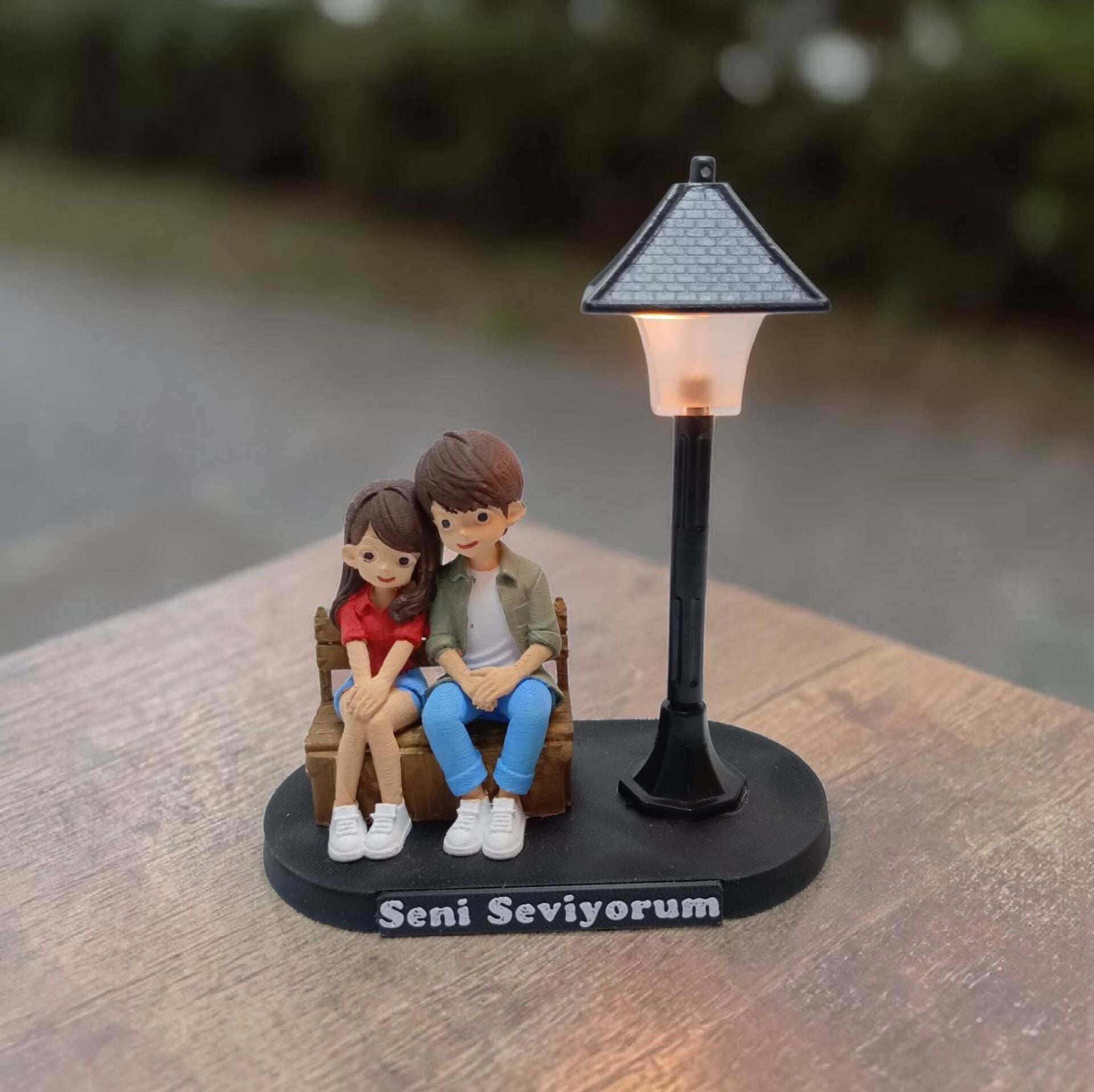 Minyatür Sokak Lambalı Sevimli Sevgililer