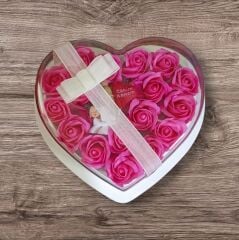 Canım Annem Işıklı Pembe Güllü Kalp Kutu