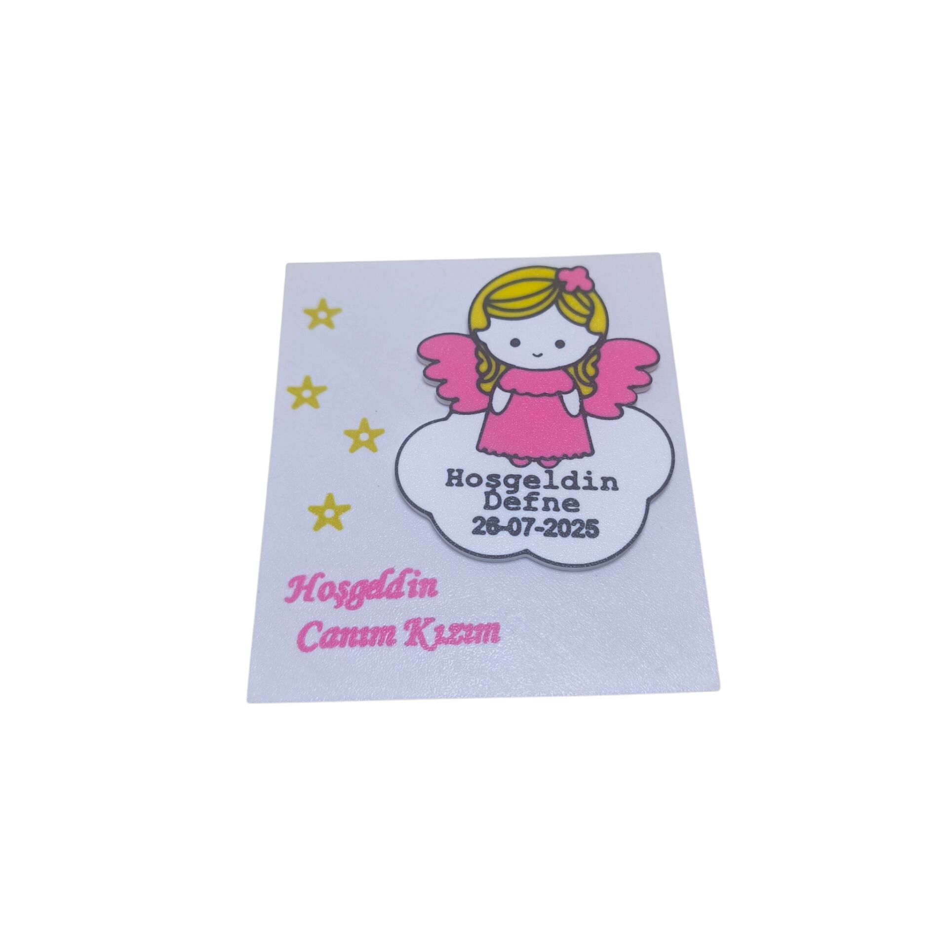Yenidoğan Kız Bebek Hediyelik -Melek Kız Magnet-20 li