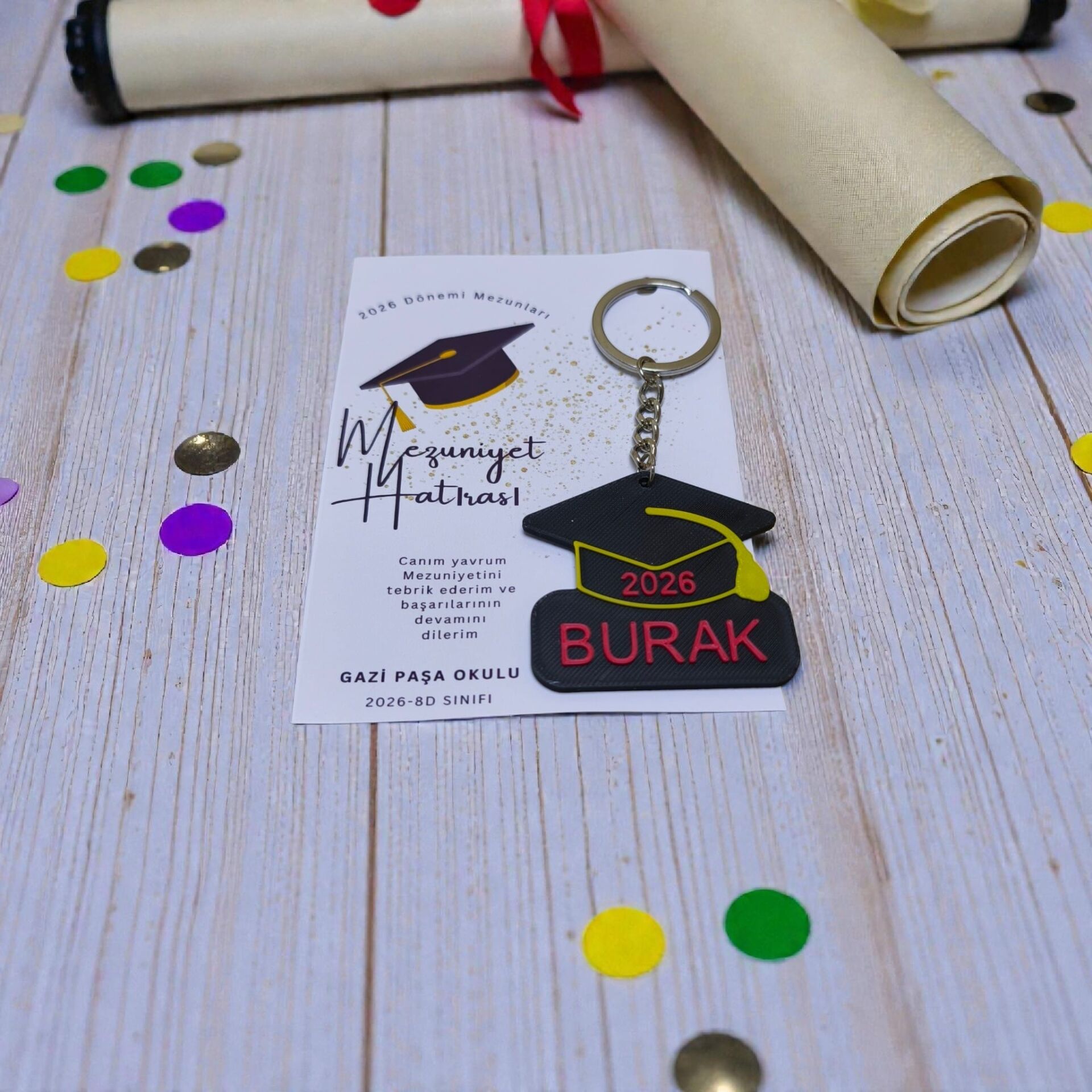 Mezuniyet Kep Anahtarlık Hediyelik-20li