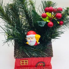Noel Babalı Şirin Ev Saksı-Yılbaşı hediyesi