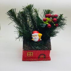 Noel Babalı Şirin Ev Saksı-Yılbaşı hediyesi