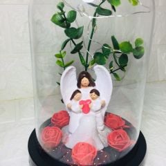 Anneler Günü Hediyesi -Melek Annem Ters Fanus Teraryum(Işıklı)