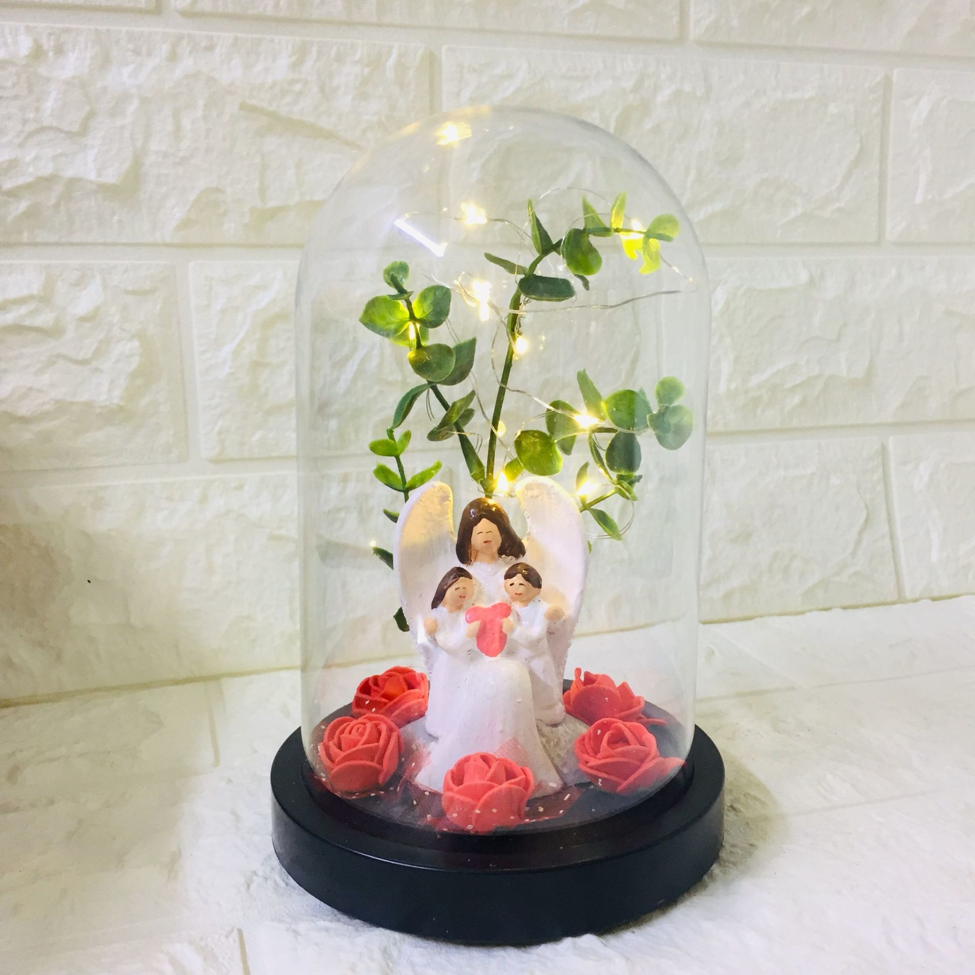 Anneler Günü Hediyesi -Melek Annem Ters Fanus Teraryum(Işıklı)