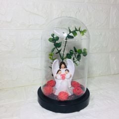 Anneler Günü Hediyesi -Melek Annem Ters Fanus Teraryum(Işıklı)