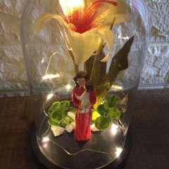 Anneler Günü Işıklı Ters Fanus Teraryum