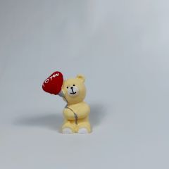 I Love You Balonlu Ayıcık Bej 9cm - Teraryum Malzemesi
