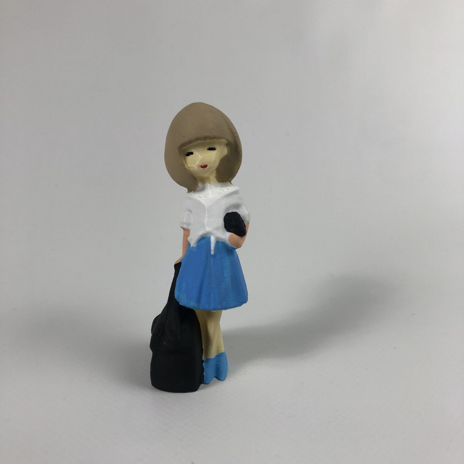 Bayan Figürü  Küt Saçlı Mavi Etekli - Teraryum Malzemesi