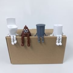 4 lü Eğlenceli  Dekoratif Banyo Seti(Klozet-Çöp Kovası-Tuvalet Kağıdı-Kaka)