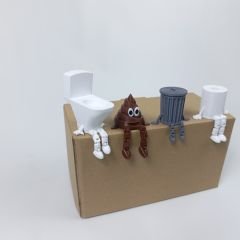 4 lü Eğlenceli  Dekoratif Banyo Seti(Klozet-Çöp Kovası-Tuvalet Kağıdı-Kaka)