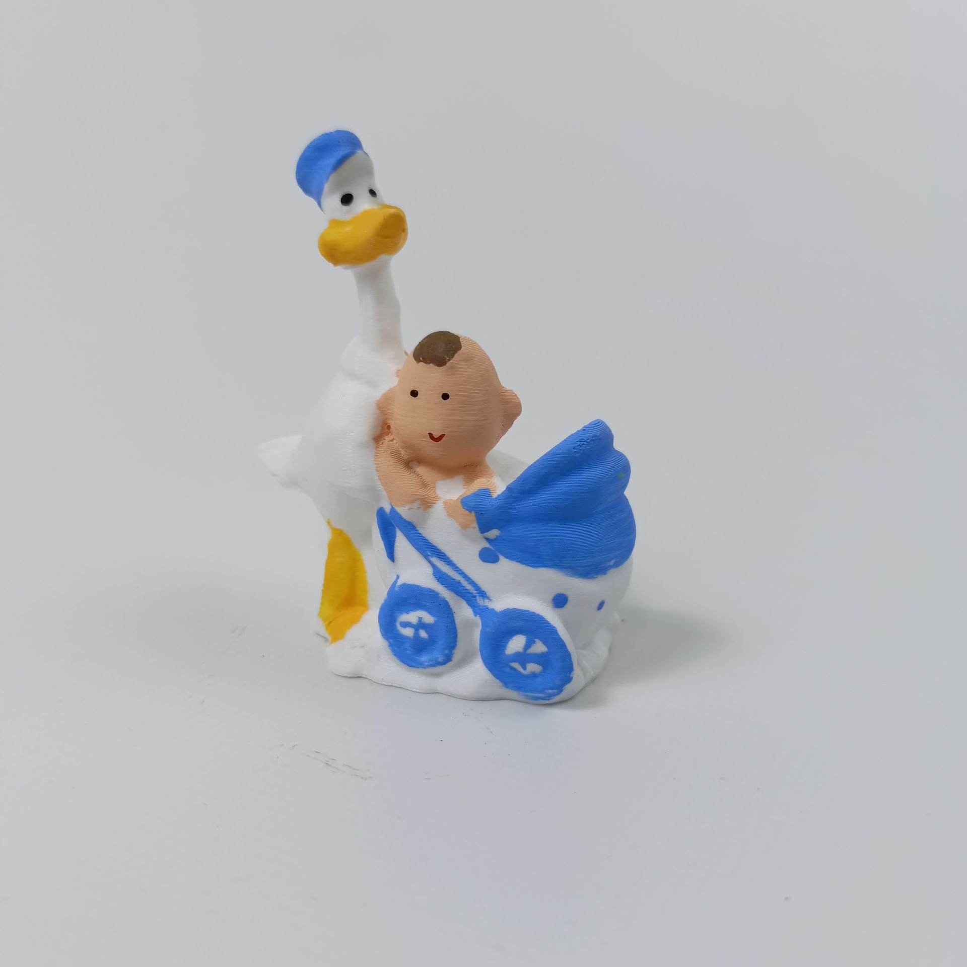 Leylekli Arabalı Bebek - Mavi - Teraryum malzemesi