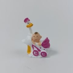 Leylekli Arabalı Bebek - Pembe - Teraryum malzemesi