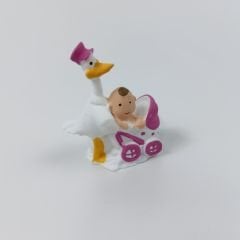 Leylekli Arabalı Bebek - Pembe - Teraryum malzemesi